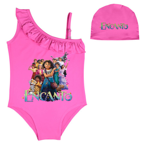 Encanto Fashion 2PCS Girls Swimsuit + swim cap for Girls