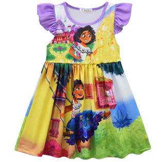 Encanto 2022 Fashion Kids Girls 3-D Print Casual Short Sleeve Dress