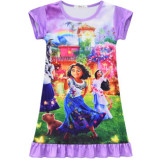 Encanto 2022 Kids Fashion 3-D Print Casual Short Sleeve Dress For Girls