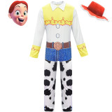 Toy Story Kids Girls Jessie Cosplay Jumpsuit Full Set With Mask And Hat And Bag