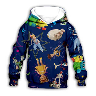 Toy Story Kids Unisex 3-D Fashion Print Hoodie Loose Hooded Sweatshirt