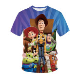 Toy Story 3-D Print Short Sleeve Round Neck Casual Loose Unisex T-shirt