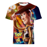 Toy Story 3-D Print Short Sleeve Round Neck Casual Loose Unisex T-shirt