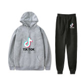 Tik Tok Fashion Print Casual Sweatshirt and Jogger Pants 2 PCS Set For Men And Women