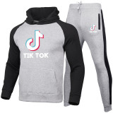 Tik Tok Trendy Men's Casual Long Sleeve Sweatshirt and Jogger Pants 2 PCS Set