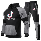 Tik Tok Fashion Print Casual Sweatshirt and Jogger Pants 2 PCS Set For Men