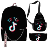 Tik Tok Fashion Backpack Students School Backpack With One Shoulder Backpack and Pencil Bag Set