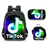 Tik Tok 3-D Print Backpack Students School Backpack With lunch Bag and Pencil Bag Set