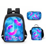 Tik Tok 3-D Print Backpack Students School Backpack With lunch Bag and Pencil Bag Set