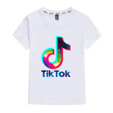Tik Tok Trendy Kids Boys Girls Unisex Round Neck Summer Short Sleeves T-shirt