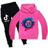 Tik Tok Kids Fashion Print Casual Sweatshirt and Jogger Pants Unisex 2 PCS Set