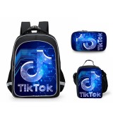 Tik Tok 3-D Print Backpack Students School Backpack With lunch Bag and Pencil Bag Set