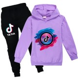 Tik Tok Kids Fashion Print Casual Sweatshirt and Jogger Pants Unisex 2 PCS Set