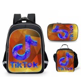 Tik Tok 3-D Print Backpack Students School Backpack With lunch Bag and Pencil Bag Set