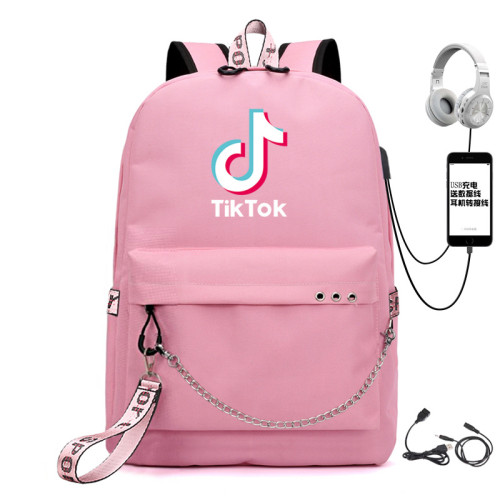 Tik Tok Fashion Students Bookbag Casual Day Bag With USB Charging Port