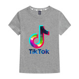 Tik Tok Trendy Kids Boys Girls Unisex Round Neck Summer Short Sleeves T-shirt