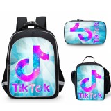 Tik Tok 3-D Print Backpack Students School Backpack With lunch Bag and Pencil Bag Set