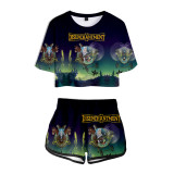 Disenchantment Fashion Kids Girls Short Suits Crop Top Tee and Shorts Set