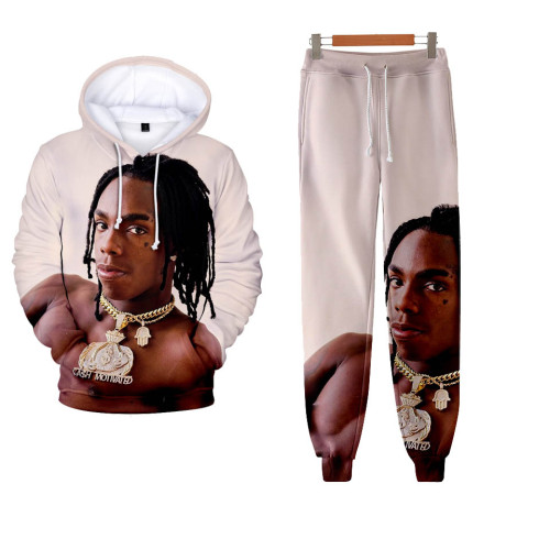 YNW Melly Fashion Loose Sweatshirt and Jogger Pants 2 PCS Set For Men And Women