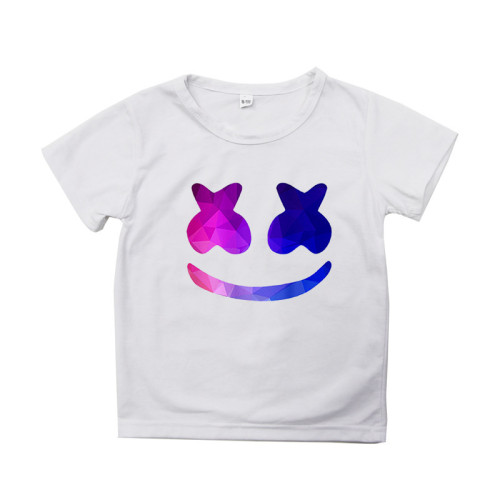 Marshmello Kids Fashion Colored Smile Short Sleeve T-shirt Girls Boys Summer Tee