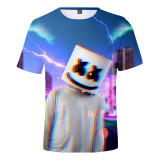 Marshmello Kids Unisex 3-D Print Fashion Short Sleeves Casual Summer T-shirt