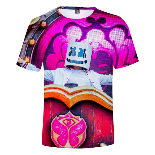 Marshmello Kids Unisex 3-D Print Fashion Short Sleeves Casual Summer T-shirt