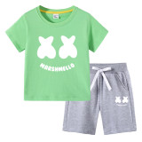 Marshmello Kids Unisex Fashion Casual T-shirt And Sports Shorts 2 PCS Set