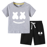 Marshmello Kids Unisex Fashion Casual T-shirt And Sports Shorts 2 PCS Set