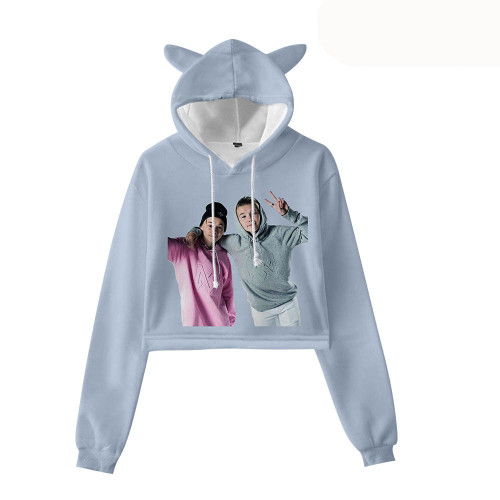 Marcus&Martinus Girls Women Popular Crop Top Hoodie Cat Ear Hooded Cute Crop Tops