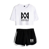 Marcus&Martinus 2PCS Suits Casual Girls Women Crop Top Tee and Shorts Set