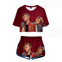 Marcus&Martinus Suits Girls Women Crop Top Tee and Shorts 2PCS Set