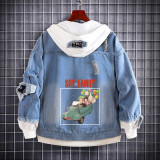 Anime Spy x Family Fake Two Piece Jeans Jacket Unisex Hip Hop Cool Denim Jacket Coat Streetwear Coat Outfit