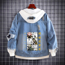 Anime Spy x Family Fake Two Piece Jeans Jacket Unisex Hip Hop Cool Denim Jacket Coat Streetwear Coat Outfit