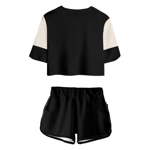 Anime Spy x Family Summer Fashion Casual Suits Girls Women Crop Top Tee and Shorts Set