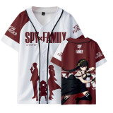 Anime Spy x Family Popular Youth Teens Unisex Summer Short Sleeves Baseball Uniform