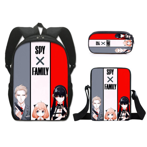 Anime Spy x Family Trendy Students Unisex Backpack With Messenger Bag and Stationery Bag Set