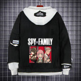 Anime Spy x Family Black Cool Fake Two Piece Jeans Jacket Unisex Hip Hop Denim Jacket Coat Streetwear Coat