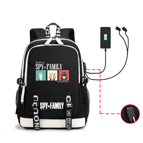 Anime Spy x Family Fashion Print Large Size School Bookbag Travel Backpack with USB Charging Port