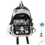 Anime Spy x Family Trendy Multi-pocket Backpack With Badge,Keyring And Pendant 4 PCS Set