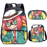 Anime Spy x Family Trendy 3-D Print Backpack With Lunch Bag And Stationery Bag Set