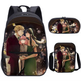 Anime Spy x Family Trendy 3-D Print Backpack With Lunch Bag And Stationery Bag Set