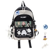Anime Spy x Family Trendy Multi-pocket Backpack With Badge,Keyring And Pendant 4 PCS Set