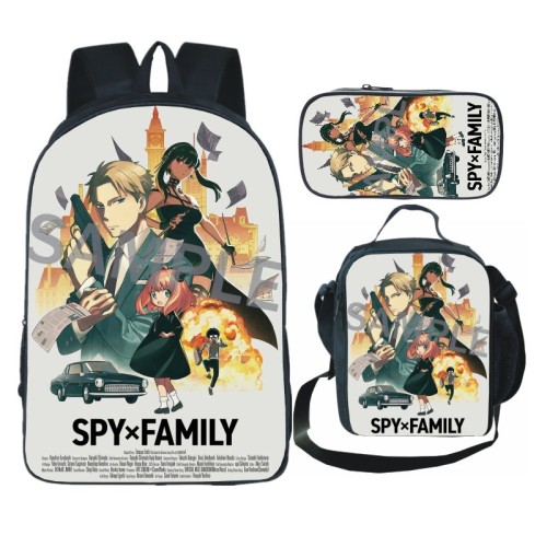 Anime Spy x Family Popular Casual Students Backpack With Lunch Bag and Stationery Bag
