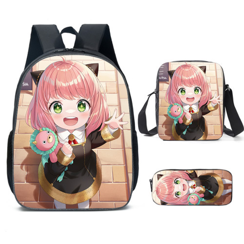 Anime Spy x Family Fashion Casual Backpack With Lunch Bag and Pencil Bag 3 Piece Set
