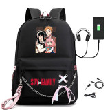 Anime Spy x Family Fashion Chain Students Popular Backpack Casual Travel Bag With USB Charging Port