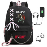 Anime Spy x Family Fashion Chain Students Popular Backpack Casual Travel Bag With USB Charging Port