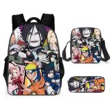 Anime Naruto 3PCS Backpack Set Students Unisex School Backpack With Lunch bag and Pencil Bag Set