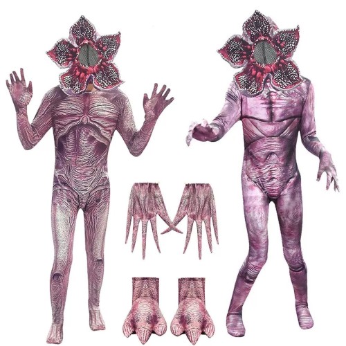 Stranger Things Demogorgon Costume Horrifying Cosplay Costume Zentai Halloween Jumpsuit For Kids and Adults