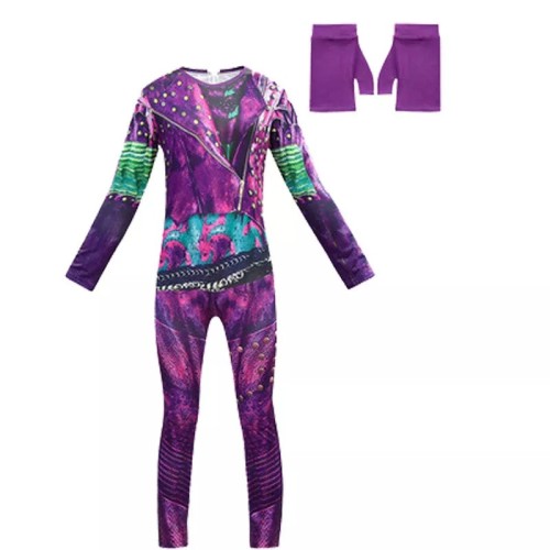 Kids Descendants 2 Costume Mal Costume Jumpsuit Halloween Cosplay Costume Zentai