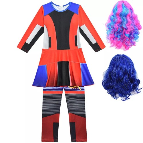 Kids Descendants 3 Evie Costume Costume Jumpsuit Halloween Zentai With Wigs Full Set